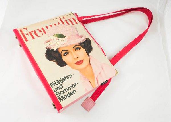 Vintage Tasche aus einem Modemagazin der 60er Jahre "Freundin" in pink/rosa