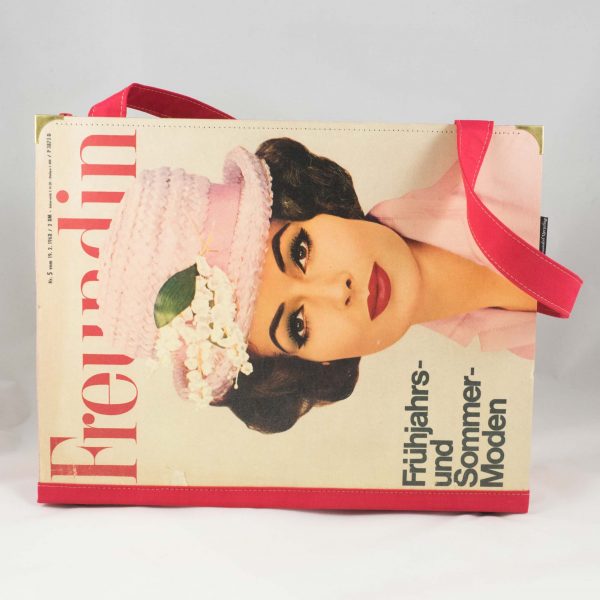 Vintage Tasche aus einem Modemagazin der 60er Jahre "Freundin" in pink/rosa