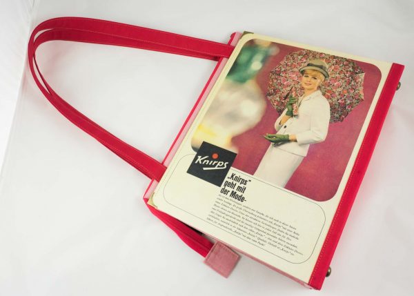 Vintage Tasche aus einem Modemagazin der 60er Jahre "Freundin" in pink/rosa