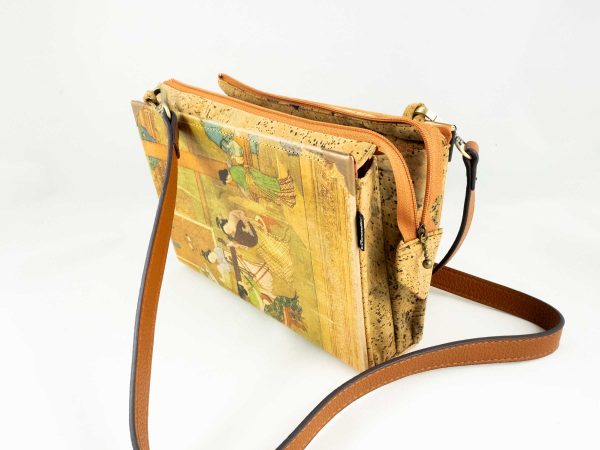 Tasche/Clutch aus einem Buch von Pearl S Buck "Mädchen Orchidee" mit Abbildungen des Lebens in einem chinesischen aristokratischen Haus, Tasche kombiniert mit einer Korkkrawatte
